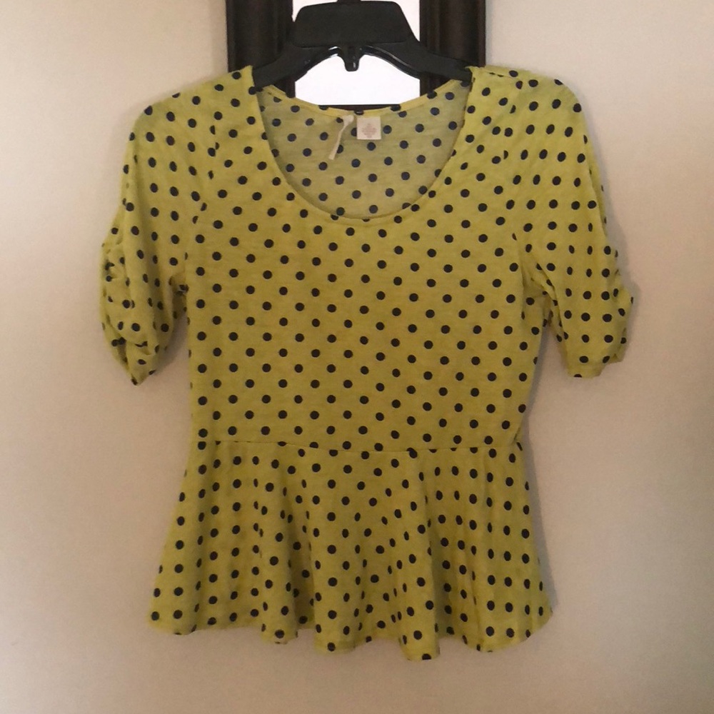 Blue and yellow polkadot shirt